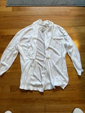 LOFT White Open-Front Tie-Detail Women's Cardigan